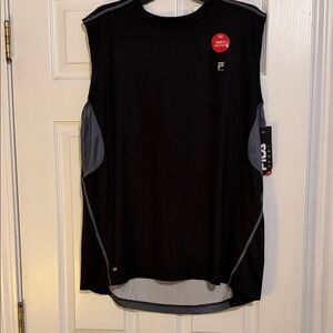 Fila Men's Black and Gray Tank Top